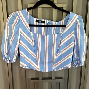HIT blue and white striped cropped top S